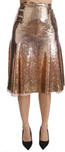 Dolce & Gabbana Sequined High Waist Midi Skirt Beige Dames