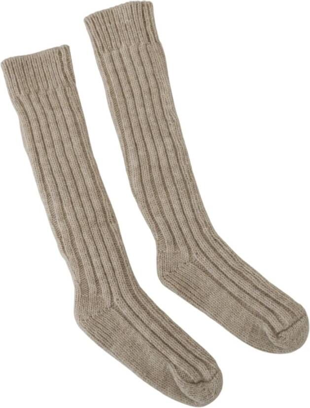 Dolce & Gabbana Beige Wol Gebreide Kalf Lange Dames Sokken Beige Dames