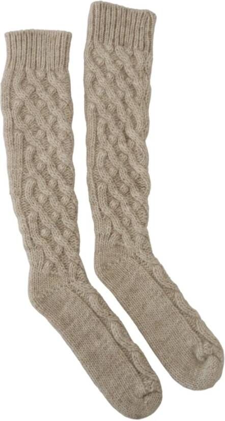 Dolce & Gabbana Beige Wol Gebreide Kalf Lange Dames Sokken Beige Dames