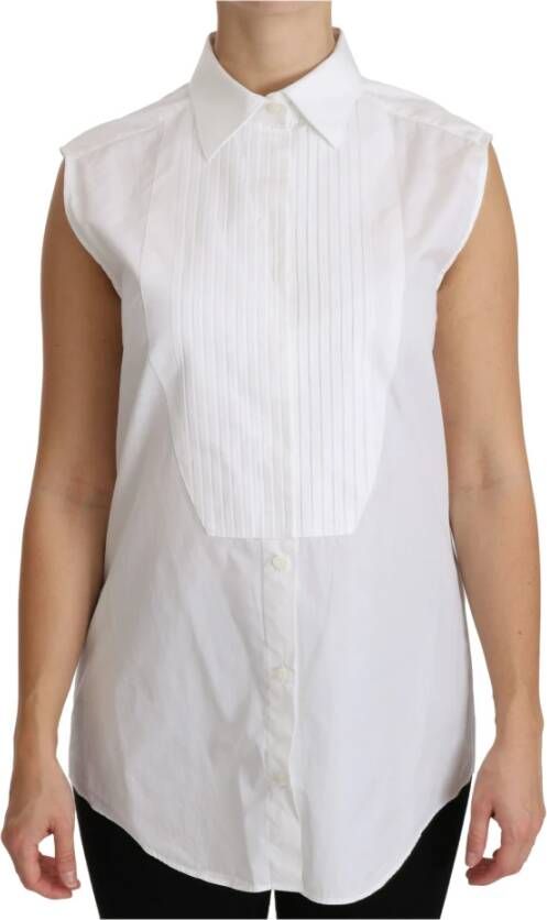 Dolce & Gabbana Collared Sleeveless Polo Shirt Wit Dames