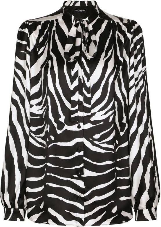 Dolce & Gabbana Luxe Zijden Shirt met Zebra Print Black Dames