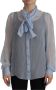 Dolce & Gabbana Light Blue Silk Ascot Collar Long Sleeves Blouse Top Blauw Dames - Thumbnail 1