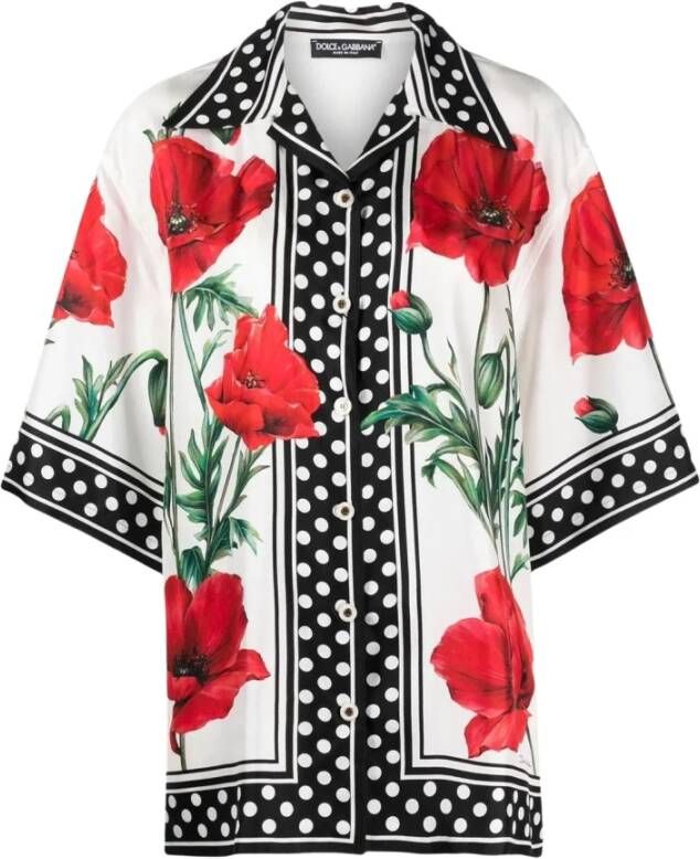 Dolce & Gabbana MultiColour Bloemenprint Zijden Overhemd Multicolor Dames