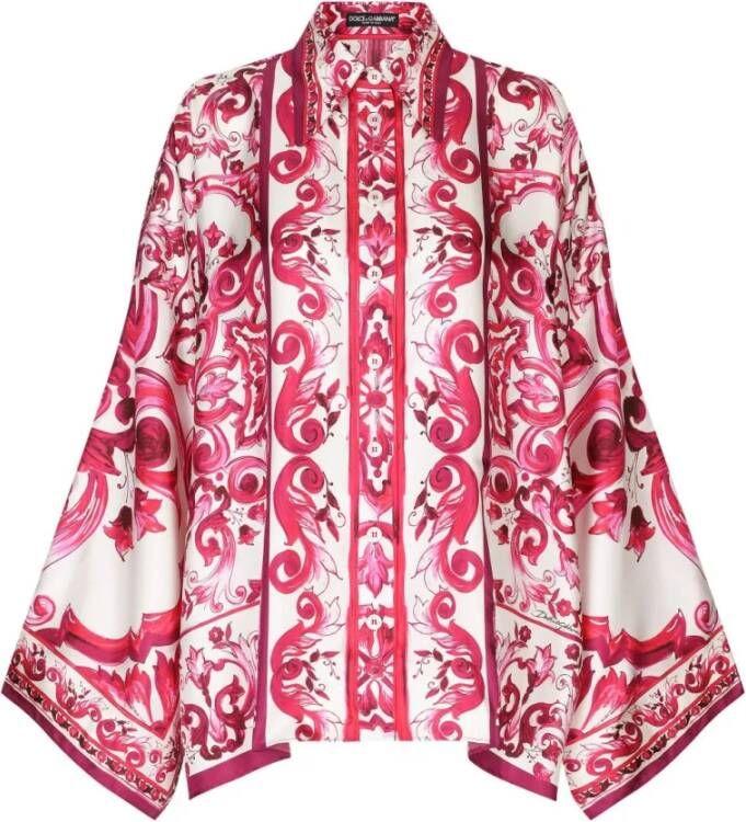 Dolce & Gabbana Fuchsia Zijden Oversized Shirt Pink Dames