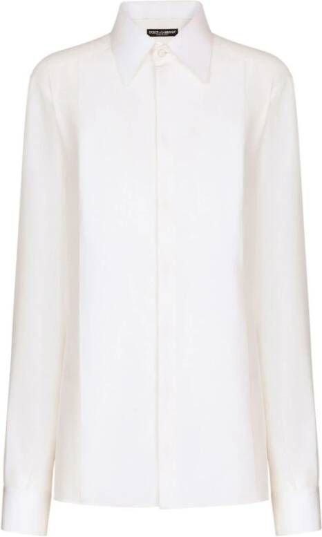 Dolce & Gabbana Witte Zijden Crepe-de-Chine Overhemd White Dames