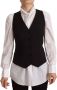 Dolce & Gabbana Black Button Down Sleeveless Vest Polyester Top Zwart Dames - Thumbnail 1