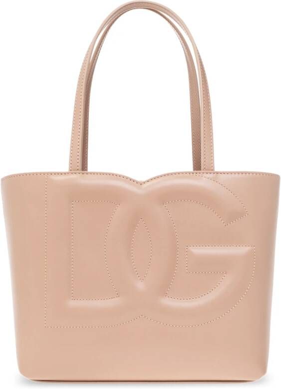 Dolce & Gabbana Logo Tas Stijlvolle dameshandtas van kalfsleer Beige Dames