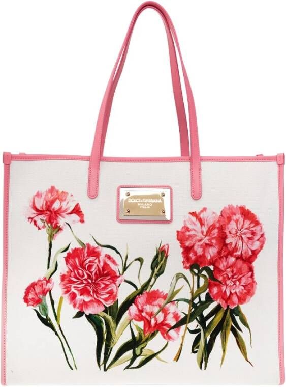 Dolce & Gabbana Shopper tas met bloemenmotief Wit Dames