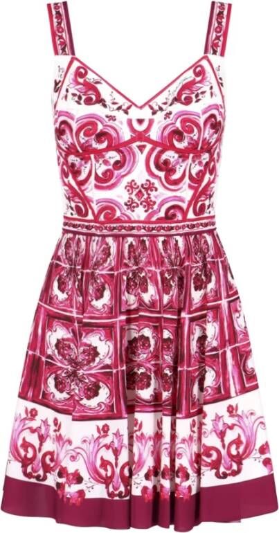 Dolce & Gabbana Fuchsia Day Jurk met Sweetheart Halslijn Pink Dames