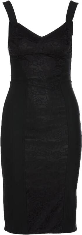 Dolce & Gabbana Zwarte Kanten Korset Mini Jurk Black Dames