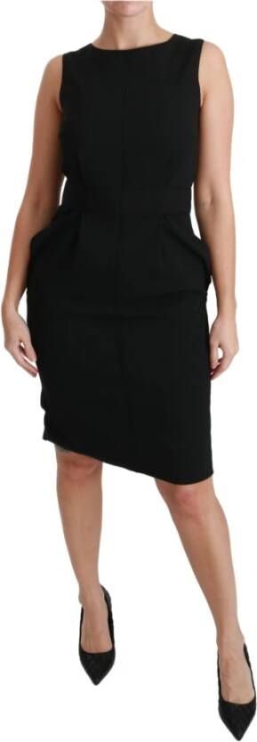 Dolce & Gabbana Black Sheath Stretch Formal Dress Zwart Dames