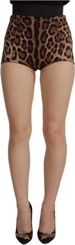 Dolce & Gabbana Bruine Luipaard Zijden Stretch Hot Pants Shorts Brown Dames
