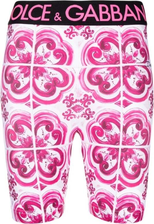 Dolce & Gabbana Fuchsia Hoge Taille Stretch Shorts Pink Dames