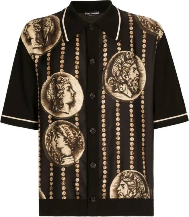 Dolce & Gabbana Zijden Twill Panel Oversize Fit Shirt Black Heren