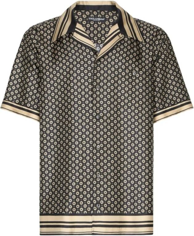 Dolce & Gabbana Upgrade Geometrisch Bedrukte Zijden Overhemd Black Heren