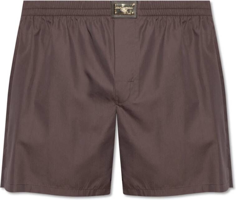 Dolce & Gabbana Shorts met logo-applicatie Bruin Heren