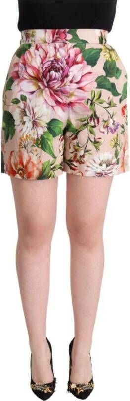 Dolce & Gabbana Bloemenprint Katoenen Bermuda Shorts Pink Dames