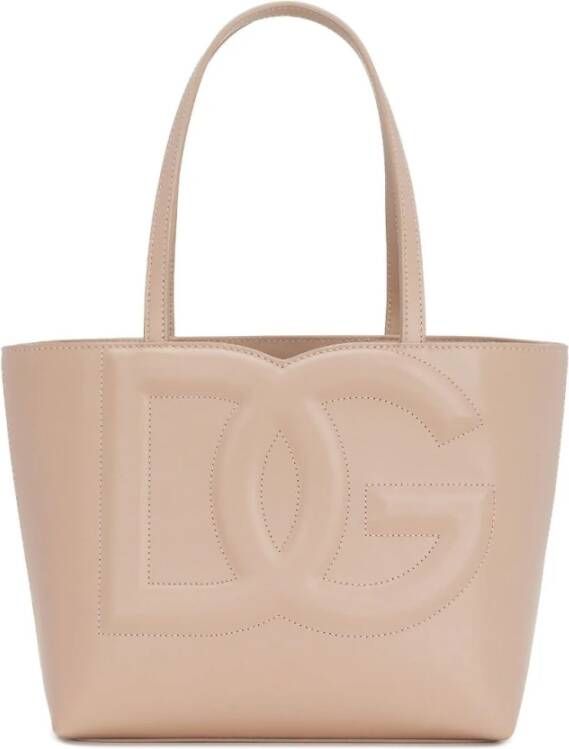 Dolce & Gabbana Logo Tas Stijlvolle dameshandtas van kalfsleer Beige Dames