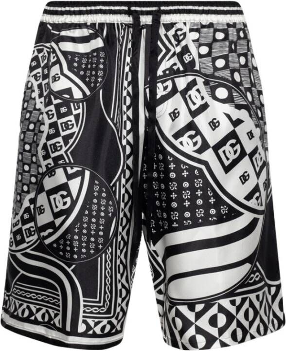 Dolce & Gabbana Silk Twill Jogging shorts met Bandana -print Zwart Heren