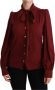 Dolce & Gabbana Maroon Long Sleeve Shirt Blouse Silk Top Rood Dames - Thumbnail 1