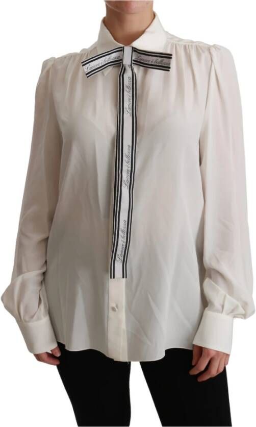Dolce & Gabbana Silktop met lange mouwen blouse Wit Dames