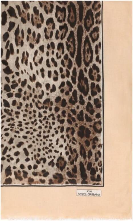 Dolce & Gabbana Luipaardprint Zijden Sjaal KIM Dolcegabbana Beige Dames