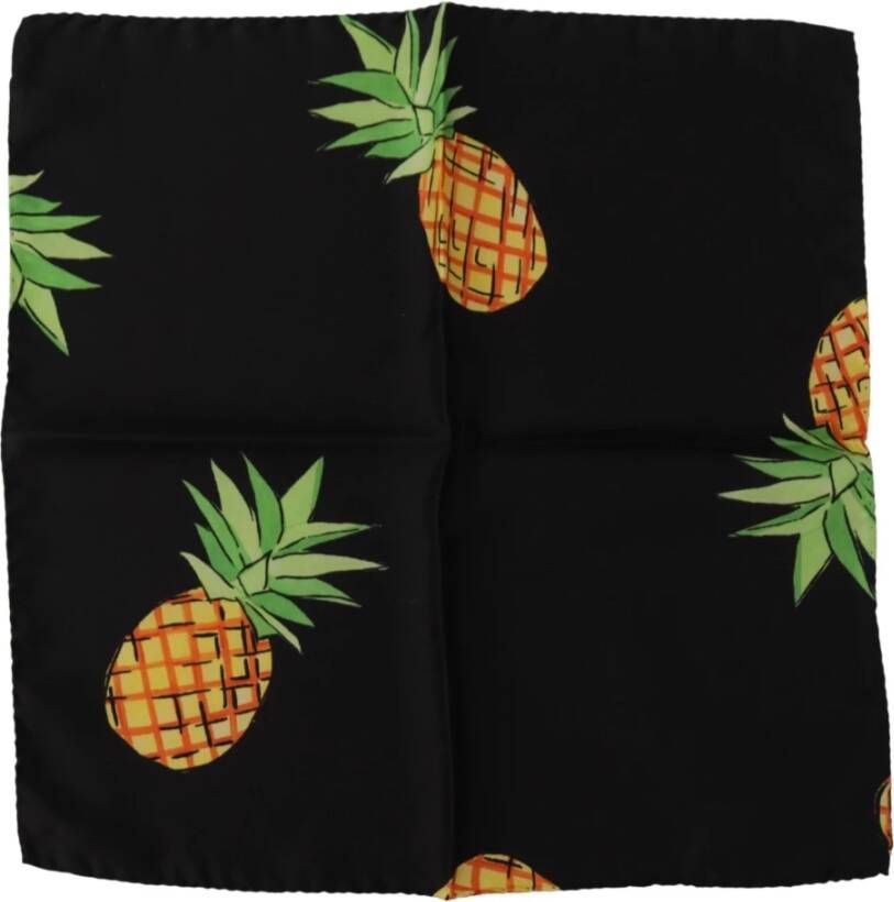 Dolce & Gabbana Zwarte ananas bedrukte vierkante zakdoek sjaal Black Heren