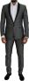 Dolce & Gabbana Black White Silk Martini Slim Fit Suit Zwart Heren - Thumbnail 1