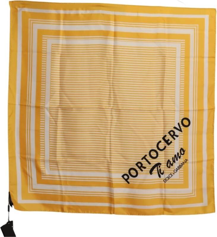 Dolce & Gabbana Geel Gestreepte Zijden Vierkante Foulard Sjaal Yellow Dames