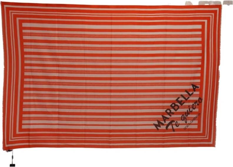 Dolce & Gabbana Marbella Wrap Sjaal Oranje Gestreept Katoen Red Dames