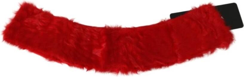 Dolce & Gabbana Rood Bont Lamsleren Sjaal voor Dames Rood Dames
