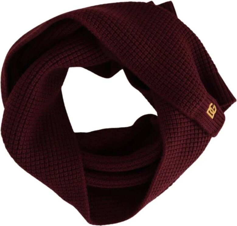 Dolce & Gabbana Donkerrode Gebreide Sjaal van Kasjmier met Logo Borduursel Rood Dames