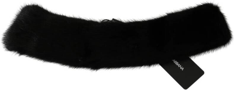 Dolce & Gabbana Luxe Zwarte Bont Kraag Sjaal van Mink Black Dames