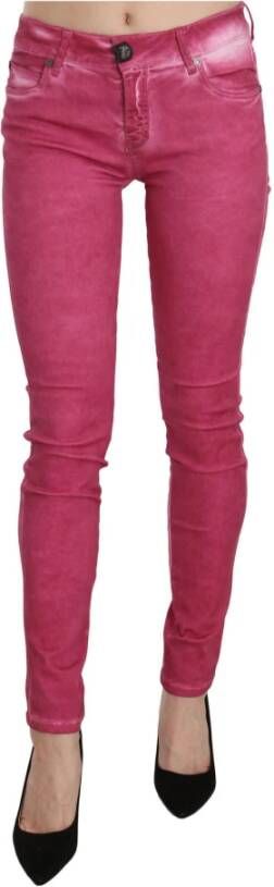 Dolce & Gabbana Roze fluwelen broek met middelhoge taille en smalle pasvorm Pink Dames