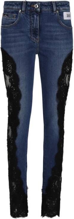 Dolce & Gabbana Kanten Inzet Skinny Jeans Blue Dames
