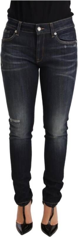 Dolce & Gabbana Blue Wash Slim Skinny Denim Cotton Stretch Jeans Zwart Dames