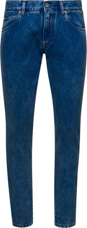 Dolce & Gabbana Heren Skinny Jeans Blauw Groene Kleurencombinatie Blue Heren
