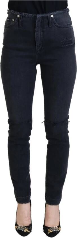 Dolce & Gabbana Denim Broek met Logo Details Black Dames
