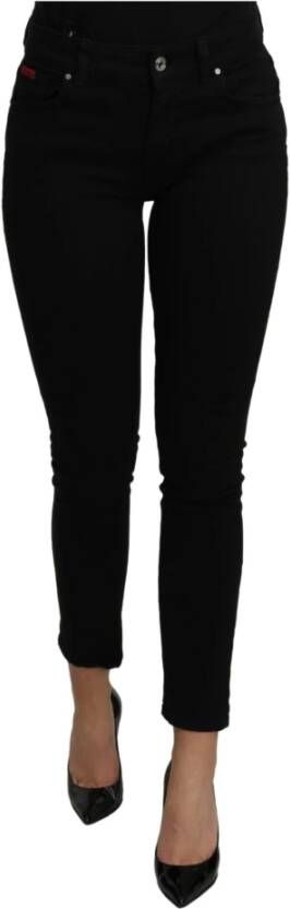 Dolce & Gabbana Black Mid Waist Slim Denim Stretch Cotton Jeans Zwart