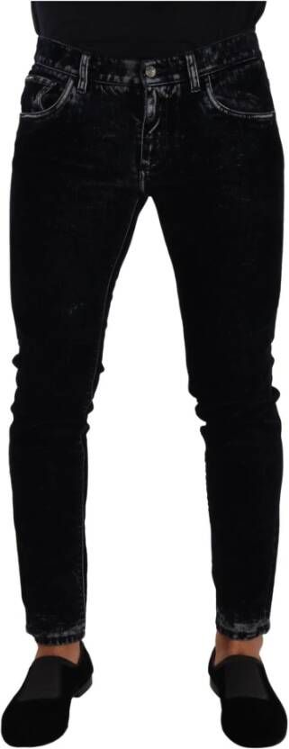 Dolce & Gabbana Zwarte Katoenen Stretch Skinny Slim Fit Jeans Black Heren