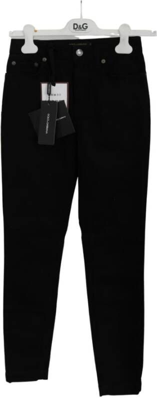 Dolce & Gabbana Zwarte Skinny Stretch Jeans met Lage Taille Black Dames
