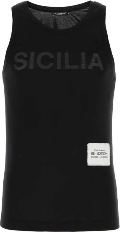 Dolce & Gabbana Stijlvolle Zwarte Katoenen Tanktop Black Heren