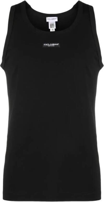 Dolce & Gabbana Logo-Patch Tanktop Stijlvolle mouwloze top voor dames Black Dames