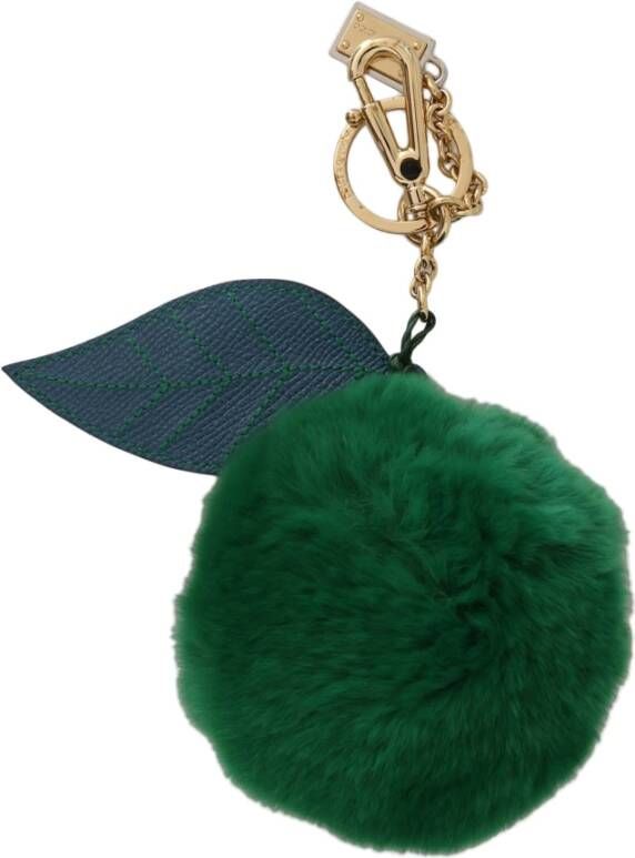Dolce & Gabbana Luxe Groene Leren Bont Sleutelhanger Green Dames