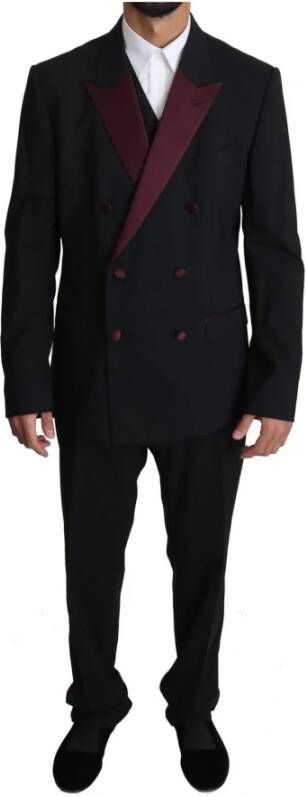 Dolce & Gabbana Slim Fit 3 Piece Martini Suit Zwart Heren