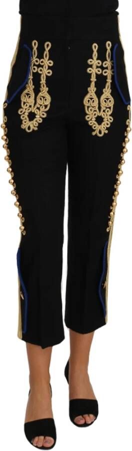 Dolce & Gabbana Militaire versierde zwarte gouden broek Black Dames