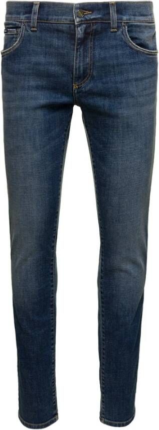 Dolce & Gabbana Essential Slim Fit Jeans Luxe Label Detail Blue Heren
