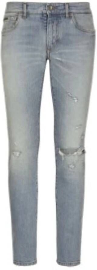 Dolce & Gabbana Slim-fit Distressed Jeans voor Heren Blue Heren