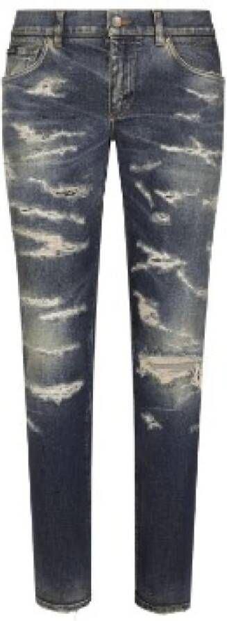 Dolce & Gabbana Ripped Skinny Jeans met Distressed Finish Blue Heren