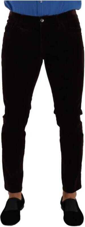 Dolce & Gabbana Bruine Katoenen Stretch Skinny Denim Jeans Black Heren